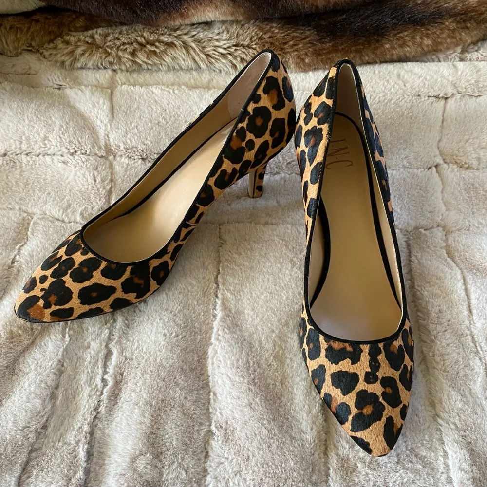 INC Calf Hair Leopard Stiletto Heels - Size 9 - Picture 1 of 8